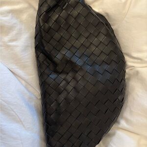 Woven Black Leather Bag